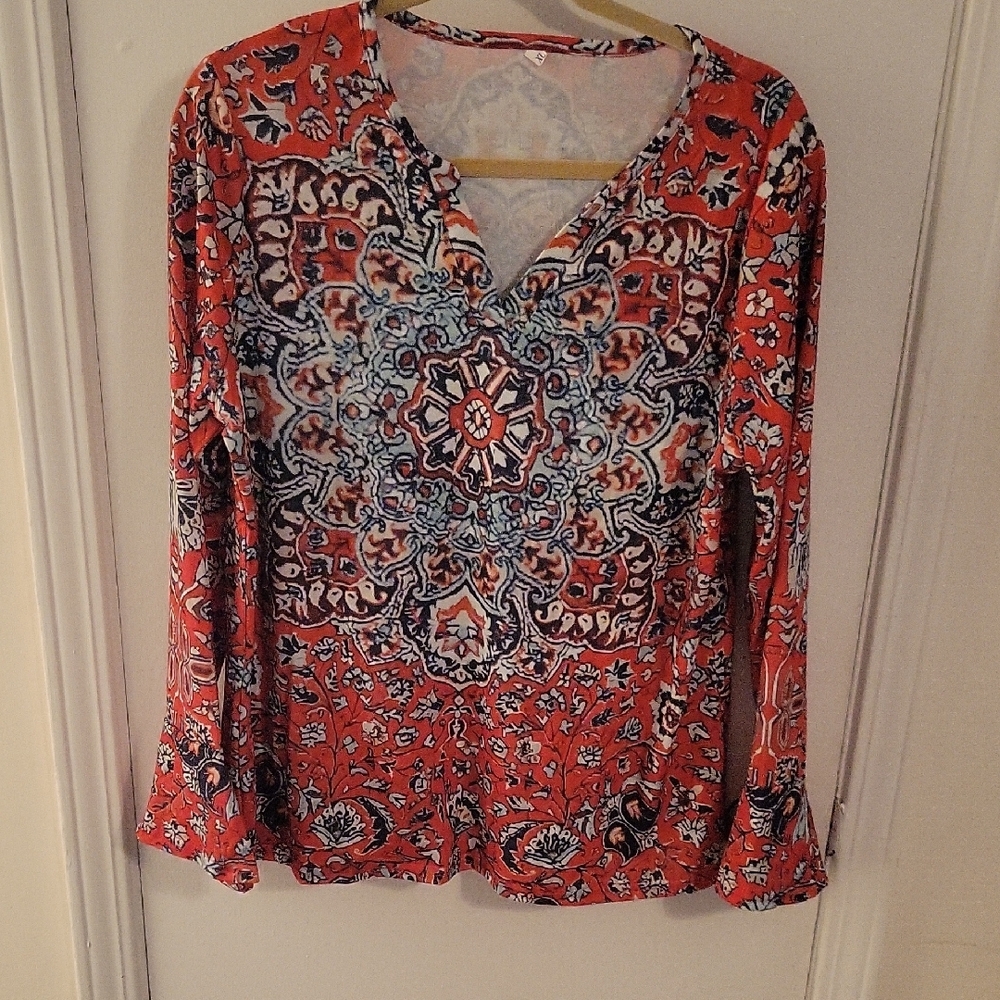 Women's Red Patterned Top